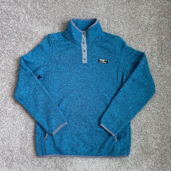L.L. Bean Sweaters - LL BEAN Sweater Fleece Pullover Snap T Womens Size Small Teal Blue